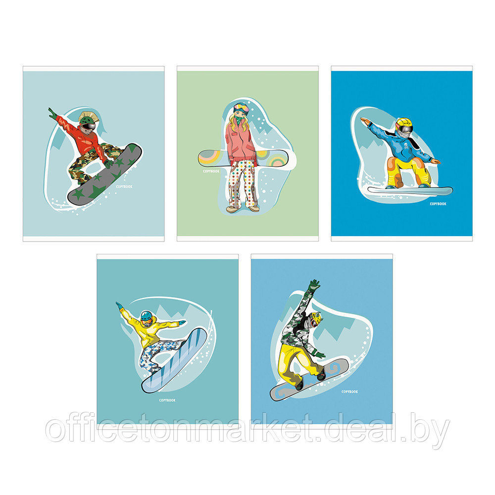 Тетрадь "Snowboarding", А5, 48 листов, линейка, ассорти - фото 1 - id-p225737149