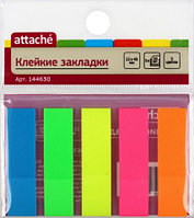 Закладки-разделители пластиковые с липким краем Attache 12*45 мм, 5 цветов*20 л.