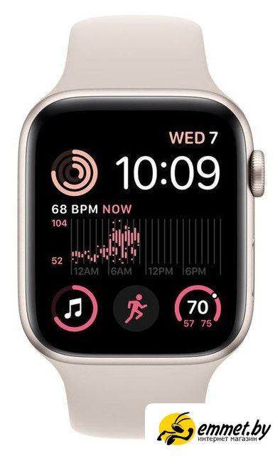 Умные часы Apple Watch SE 2 44 мм (алюминиевый корпус, звездный свет/звездный свет, спортивный силиконовый - фото 2 - id-p225740701