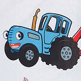 Постельное бельё 1,5 сп Синий трактор «Ферма», 143х215 см, 150х214 см, 50х70 см -1 шт., поплин 125 г/м2, фото 3