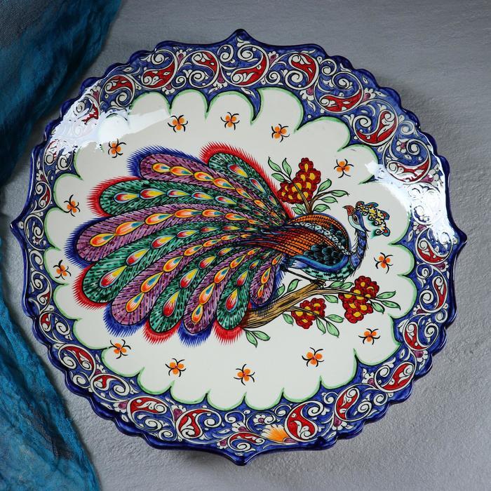 Ляган Риштанская Керамика "Жар птица", 42 см, синий, рифлённый - фото 2 - id-p225741521