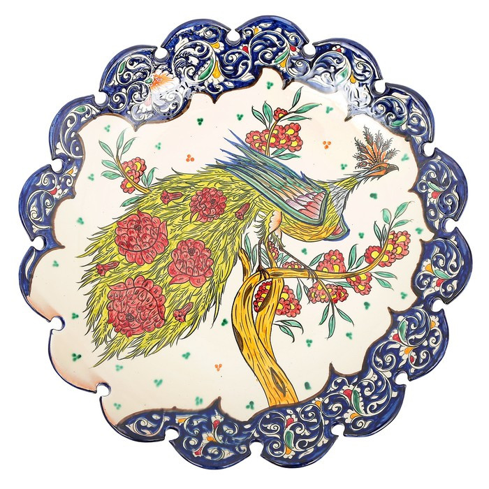 Ляган Риштанская Керамика "Жар птица", 42 см, синий, рифлённый - фото 3 - id-p225741521