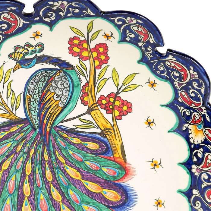 Ляган Риштанская Керамика "Жар птица", 42 см, синий, рифлённый - фото 6 - id-p225741521