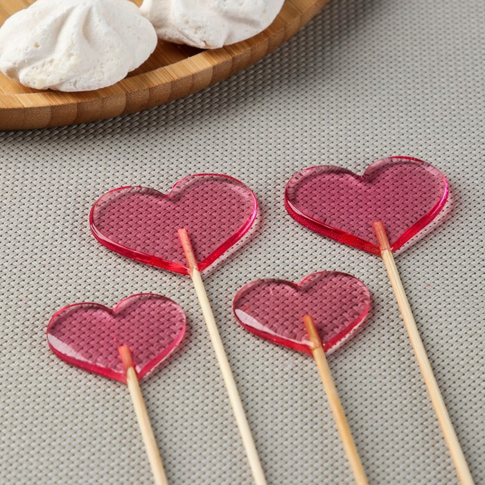 Силиконовый молд для леденцов и шоколада «Сердце», 4 см, 5 см, цвет прозрачный - фото 2 - id-p225741525