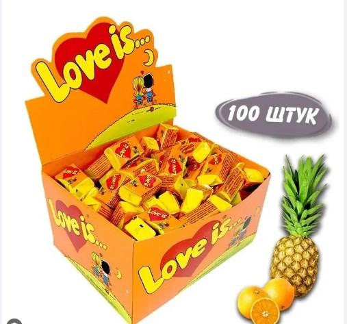 Блок жвачек Love is - Ананас - Апельсин. 100 шт х 4,2 гр - фото 2 - id-p225742041