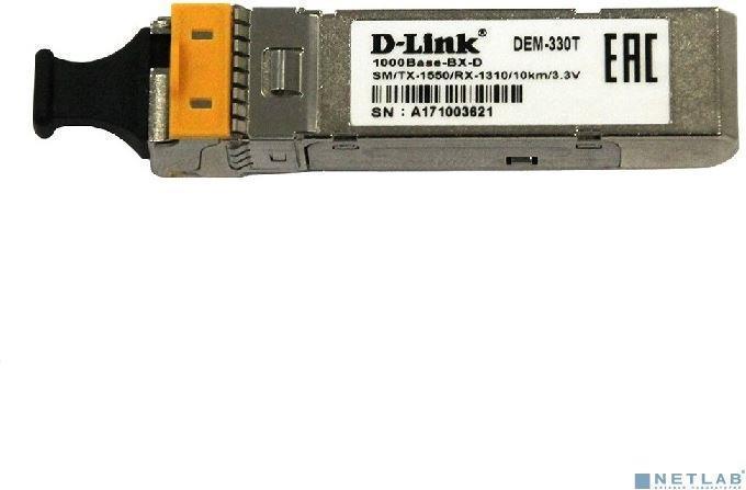 D-LINK SMB D-Link 330T/3KM/A1A WDM SFP-трансивер с 1 портом 1000Base-BX-D (Tx:1550 нм, Rx:1310 нм) для