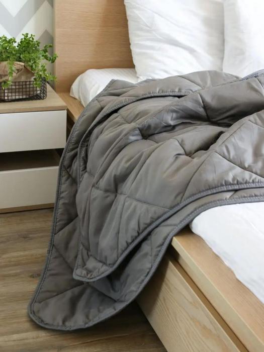 Одеяло 1,5 спальное Ивановский текстиль полуторное 140x205 зимнее стеганое гипоаллергенное дышащее серое - фото 10 - id-p225742386