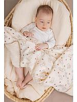 Муслиновое одеяло детское 110х130 из муслина для новорожденных гипоаллергенное на выписку в кроватку коляску