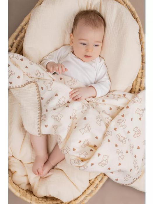Муслиновое одеяло детское 110х130 из муслина для новорожденных гипоаллергенное на выписку в кроватку коляску - фото 1 - id-p225742404
