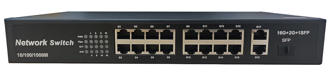 Сетевой хаб LAN - коммутатор - свитч-разветвитель на 16+2 RJ45 порта + SFP порт, 10/100/1000 Мбит/с 556774 - фото 2 - id-p225060223