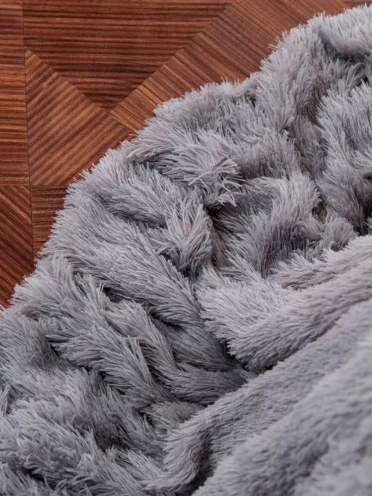 Одеяло травка Евро 200х220 плед пушистый меховой с длинным ворсом мягкий покрывало на кровать диван серый - фото 7 - id-p225742437