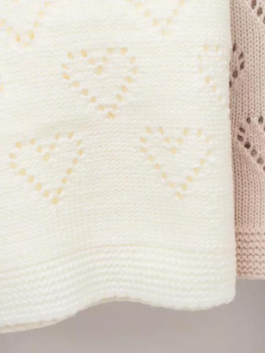 Вязаное одеяло на выписку плед-покрывало для новорожденных малышей в коляску для люльки и автокресла молочное - фото 6 - id-p225742443