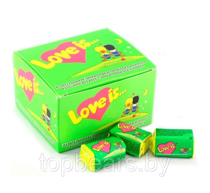 Блок жвачек Love is - Яблоко - Лимон (блок 100 шт.) - фото 6 - id-p225742972