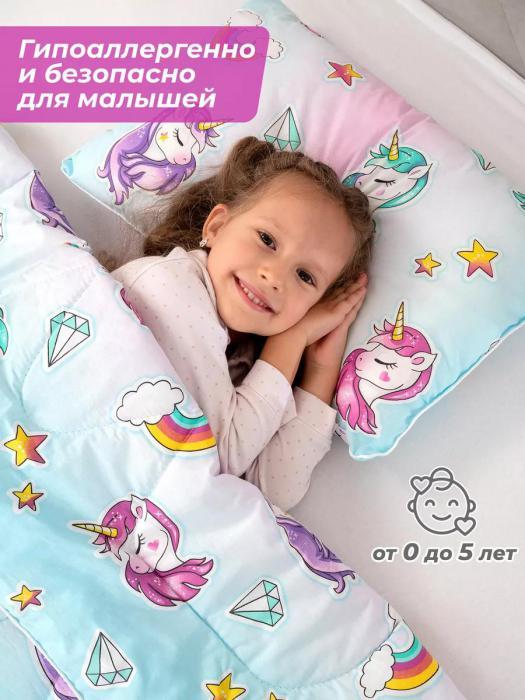 Комплект одеяло детское 110х140 и подушка 40х60 набор из лебяжьего пуха для новорожденной девочки - фото 3 - id-p225743047