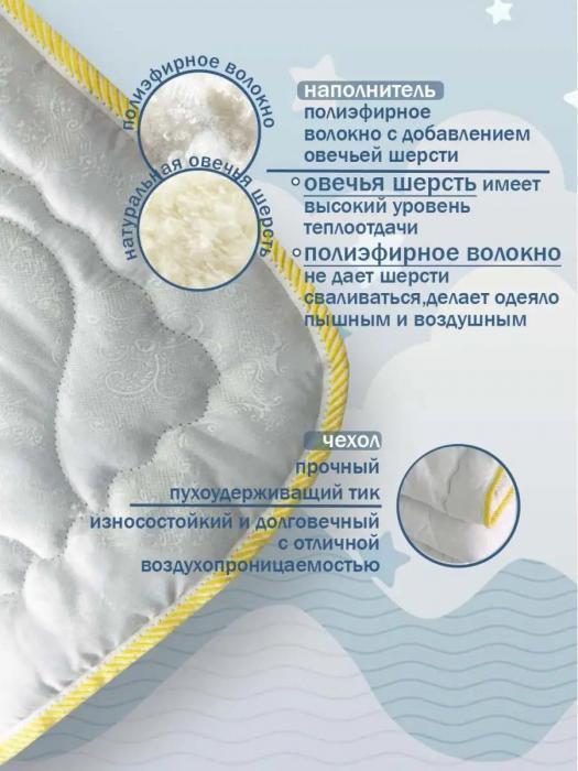 Детское одеяло на овчине 110х140 теплое для новорожденных в кроватку коляску гипоаллергенное мягкое белое - фото 3 - id-p225743091