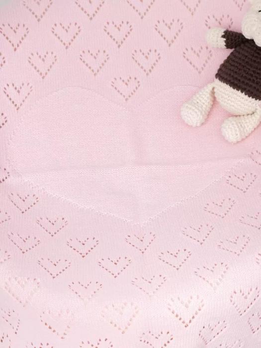Вязаное одеяло на выписку плед-покрывало для новорожденных малышей в коляску для люльки и автокресла розовое - фото 6 - id-p225743120