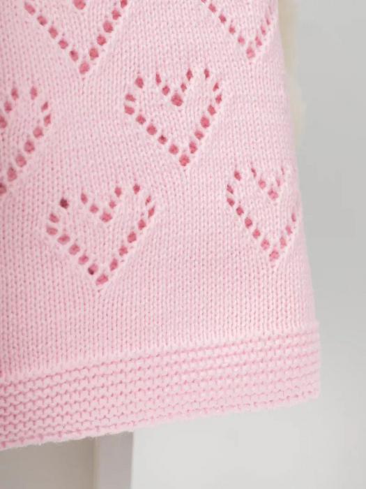 Вязаное одеяло на выписку плед-покрывало для новорожденных малышей в коляску для люльки и автокресла розовое - фото 7 - id-p225743120