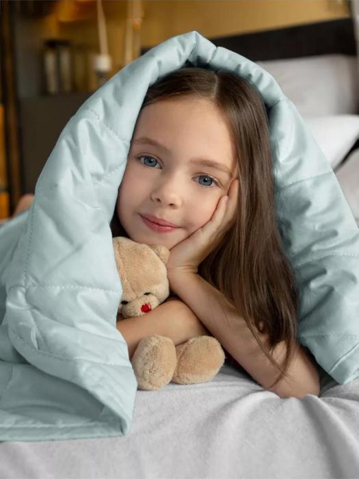 Утяжеленное одеяло для детей 110x140 детское мятное тяжелое 4кг всесезонное сенсорное с гранулами для сна - фото 9 - id-p225743151