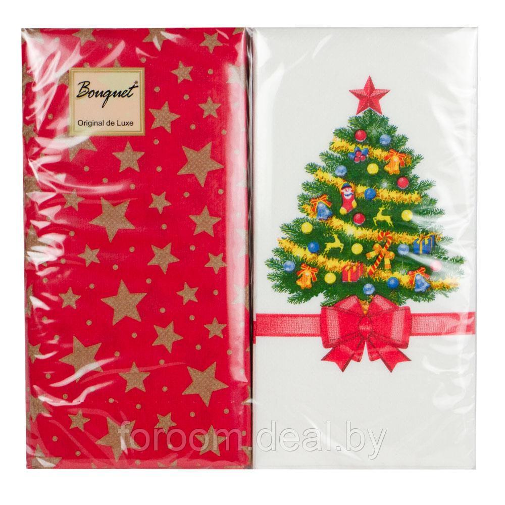 Салфетки бумажные "MIX. Новогодняя ель и Красный" 33х33см, 2 слоя, 20шт. Bouquet Original de Luxe 42476 - фото 2 - id-p225743867