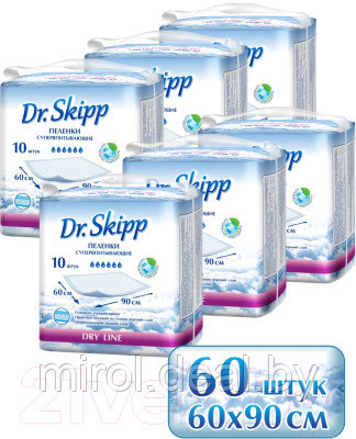 Набор пеленок одноразовых детских Dr.Skipp Dry Line впитывающие 60x90 - фото 1 - id-p225750813