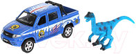 Автомобиль игрушечный Технопарк UAZ Pickup с динозавром / PICKUP-12SNOW-DINO