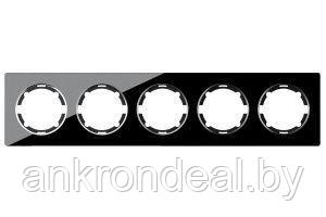 Рамка горизонтальная стеклянная на 5 приборов, цвет чёрный Garda - фото 1 - id-p225758340