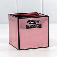 Коробка-пакет Black Mirror с ручками, 10 шт, 12*12*12 см, розовая бронза