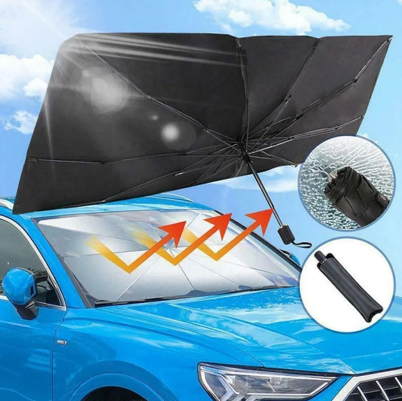 Солнцезащитный зонт для лобового стекла автомобиля, светоотражающий, складной 75 х 130 см - фото 1 - id-p181601268