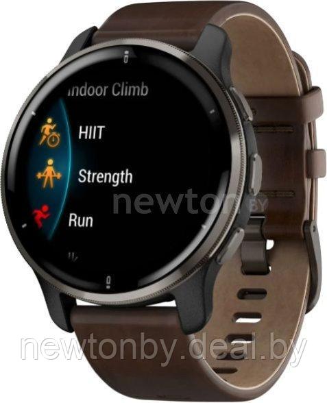 Умные часы Garmin Venu 2 Plus (черный/коричневый) - фото 1 - id-p225763009