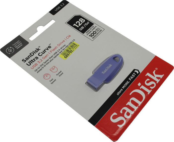 Накопитель SanDisk Ultra Curve SDCZ550-128G-G46NB USB3.2 Flash Drive 128Gb (RTL) - фото 1 - id-p225762918
