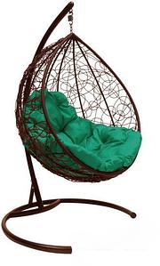 Подвесное кресло M-Group Капля 11020204 (коричневый ротанг/зеленая подушка)