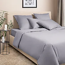 Простыня Евро 220*240 темно-серая сатин Моноспейс ECOTEX