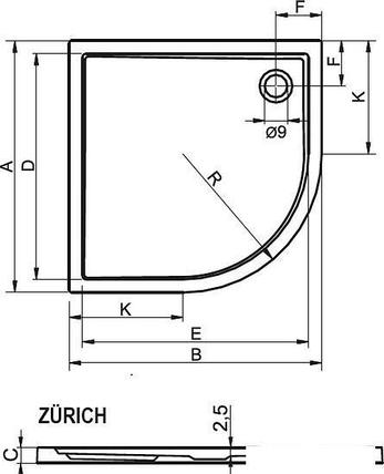Душевой поддон Riho Zurich закругленный 90x90 [DA88], фото 2