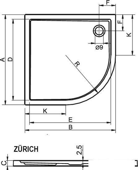 Душевой поддон Riho Zurich закругленный 90x90 [DA88] - фото 2 - id-p225571920
