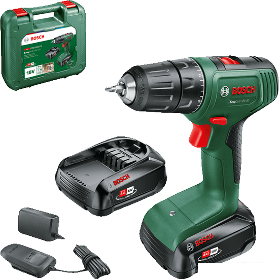 Дрель-шуруповерт Bosch EasyDrill 18V-40 06039D8005 (с 2-мя АКБ 2 Ач, кейс)