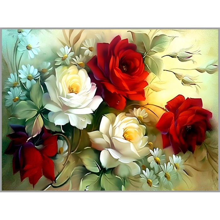 Алмазная мозаика без подрамника «Винтажные розы» 40 × 30 см, 35 цветов - фото 1 - id-p225767571
