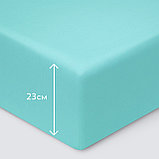 Простыня на резинке 200*200*23 бирюзовая сатин Моноспейс ECOTEX, фото 5