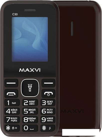 Кнопочный телефон Maxvi C30 (коричневый)