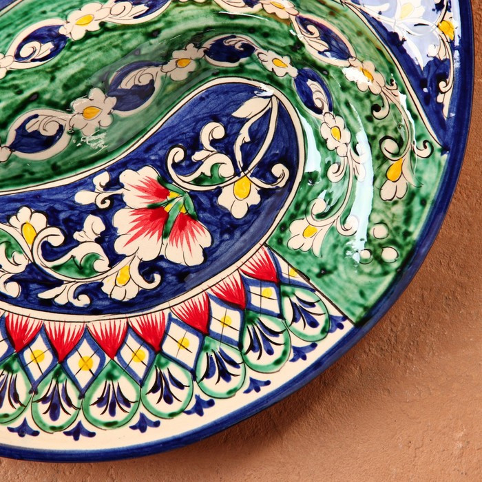 Менажница Риштанская Керамика "Цветы", 32 см, 2-х секционная, синяя - фото 3 - id-p225767136