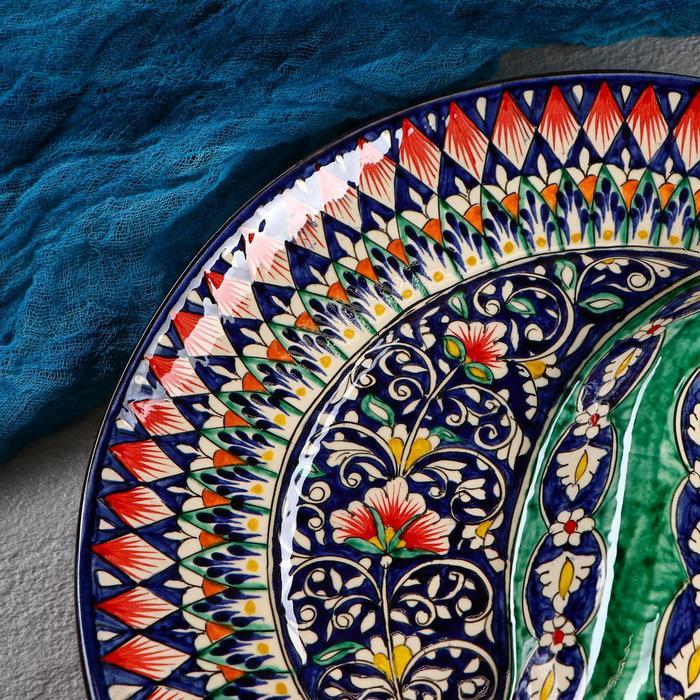 Менажница Риштанская Керамика "Цветы", 32 см, 2-х секционная, синяя - фото 4 - id-p225767136