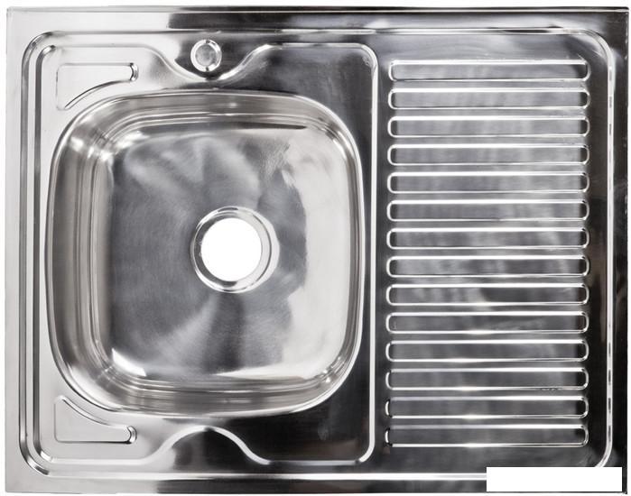 Кухонная мойка AKS Накладная 80x60 левая (полированная) - фото 1 - id-p225570650
