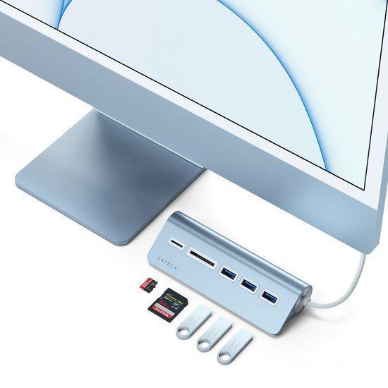 USB-хаб Satechi USB-C Combo Hub ST-TCHCRB (голубой) - фото 4 - id-p225570729