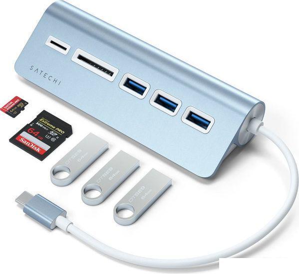 USB-хаб Satechi USB-C Combo Hub ST-TCHCRB (голубой) - фото 5 - id-p225570729