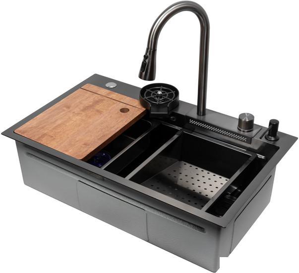 Кухонная мойка ARFEKA Eco AR PVD Nano 75x45 (черный) - фото 1 - id-p225761265