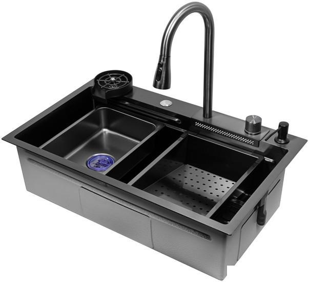 Кухонная мойка ARFEKA Eco AR PVD Nano 75x45 (черный) - фото 2 - id-p225761265