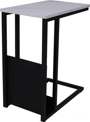 Приставной столик AksHome Foxy 92416 (белый мрамор/черный), фото 2