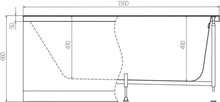 Фронтальный экран под ванну Alex Baitler 150x63 PF1563H, фото 2
