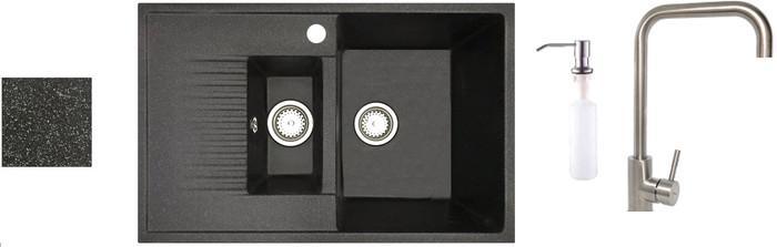 Кухонная мойка БелЭворс Forma R + смеситель W4998-4 + дозатор L405-1 (черный) - фото 1 - id-p225557944