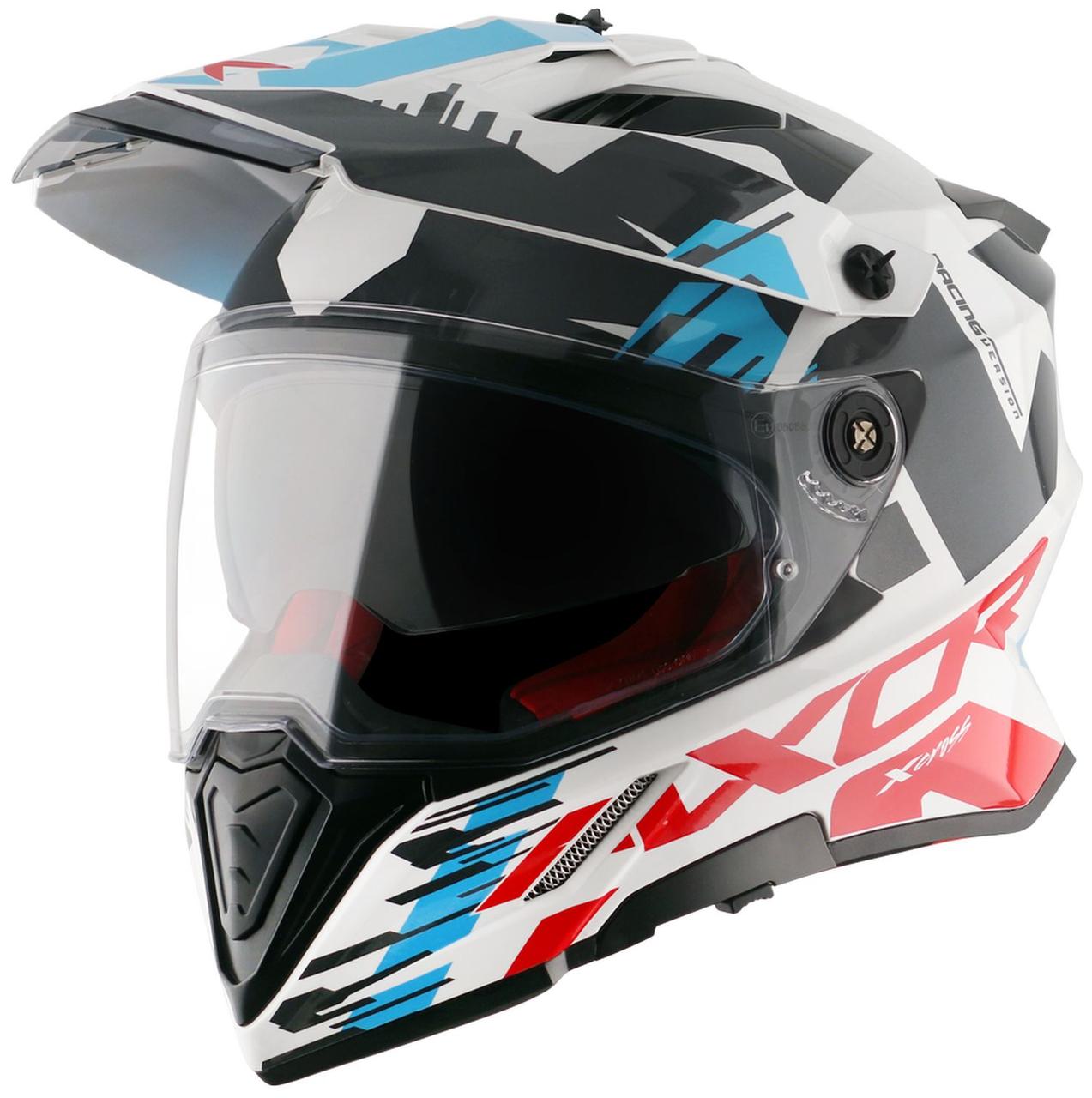 Шлем AXOR X CROSS X1 DUAL VISOR, цвет белый, красный, синий, чёрный - фото 1 - id-p225768109
