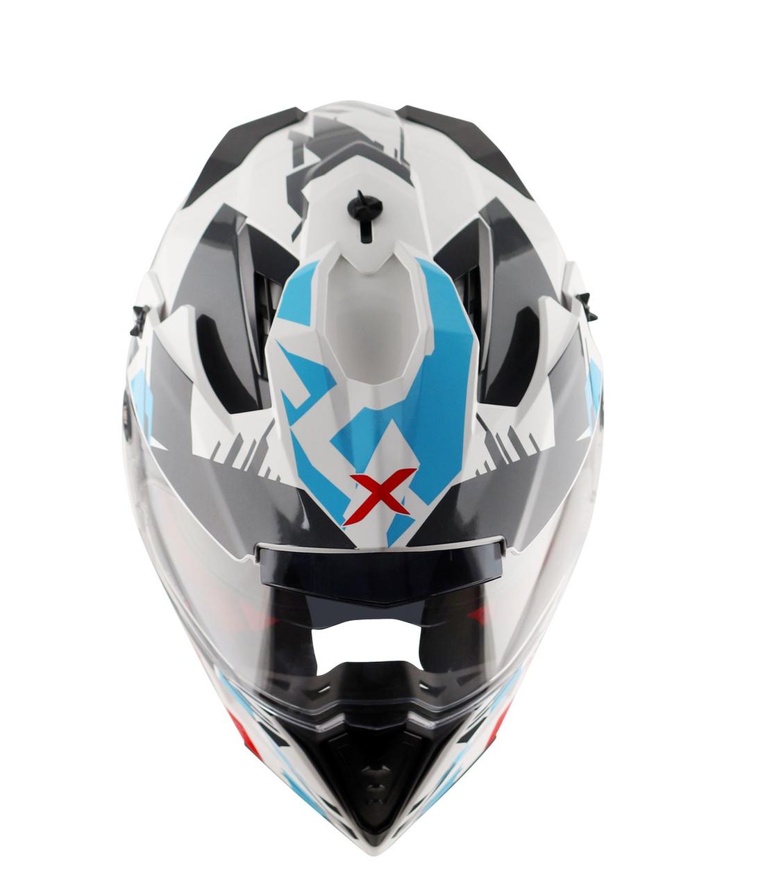 Шлем AXOR X CROSS X1 DUAL VISOR, цвет белый, красный, синий, чёрный - фото 2 - id-p225768109